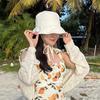 Soft Cotton Solid  Women's Drawstring Sun Protection Wide-brim Fisherman Hat, Summer Wide-brim Beach Travel Bucket Hat