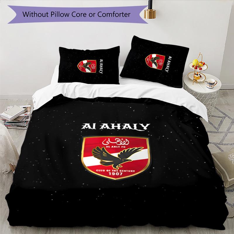 3pcs Al Ahly FC Design Cover Set - HD Printed Bedding with 1 Cover and 2 Pillowcases - Perfect for Home and Dorm Decor