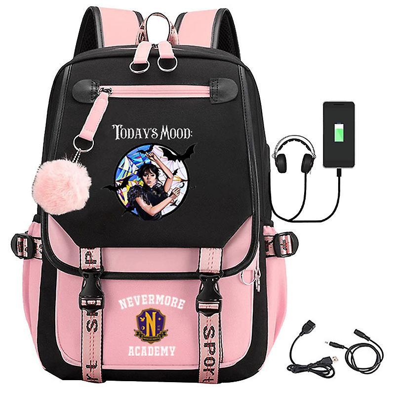 Wednesday Addams Backpack Nevermore Academy Student Boys Girls Schoolbag Travel Waterproof Fur Ball Laptop Backpack Notebook Bag