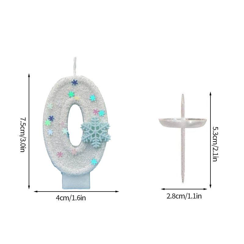 Digital Cake Candle Decoration Snowflake  Number Candles for  Girl Kid  Birthday Cake Topper  Baby Shower Christmas Party Decor