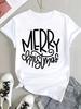 (Asian Size) Peace Trend Christmas Clothing T Shirt Tee Top Festival New Year Women Fashion Print Female Woman Short Sleeve Graphic T-shirts