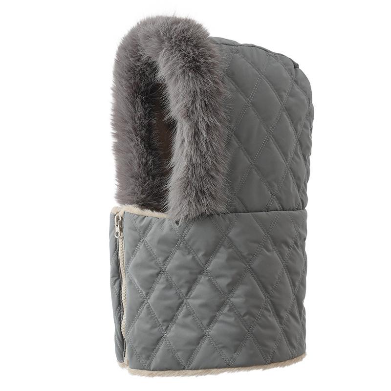 Winter Outdoor Cold proof Zipper Lei Feng Hat Korean Style Plaid Scarf Protective Hat Versatile Windproof Warm Hat