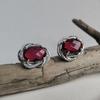 Silver Earrings with Artificial Garnet Nano 9.683ct, Cubic Zirconias (60002304)