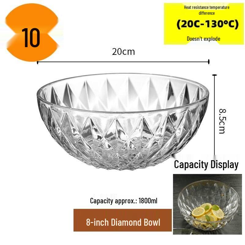 Jingbaodi Transparent Round Serving Bowls - 20cm (10-Pack)