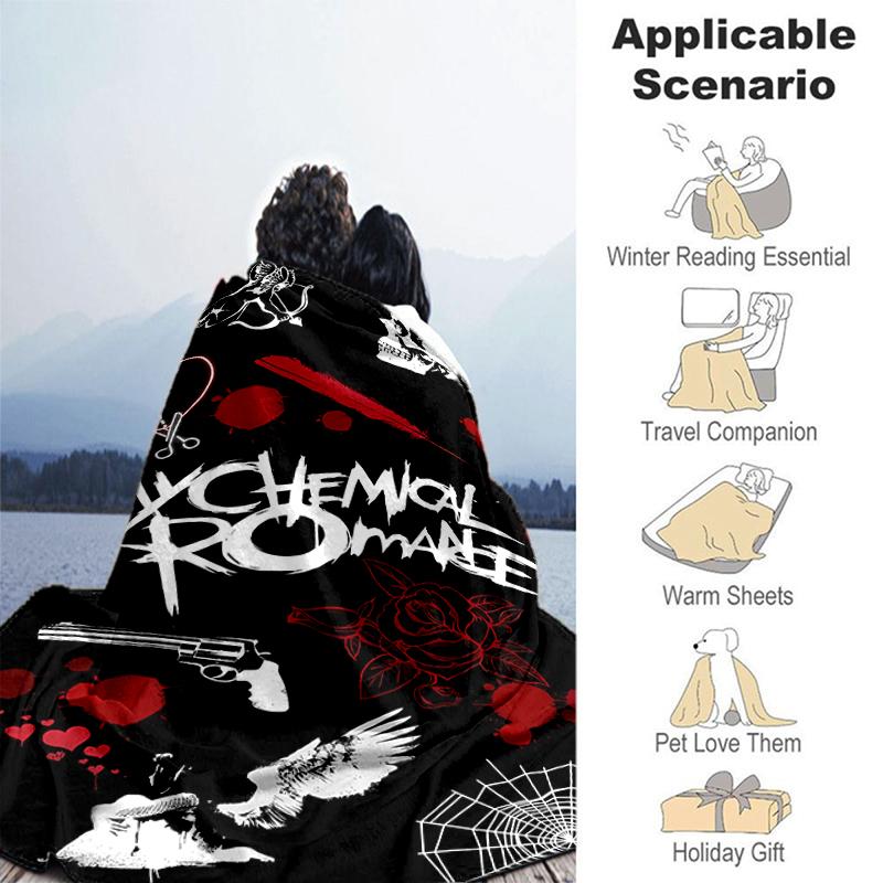 1pc Blanket My Chemical Romance Print Design, Lightweight Blanket for Sofa, Bed- Soft &Warm, Gift for All Seasons like Christmas, Halloween