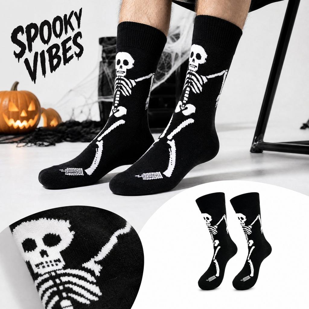 Halloween Pattern Print Casual Mid-Calf Socks for Men Women