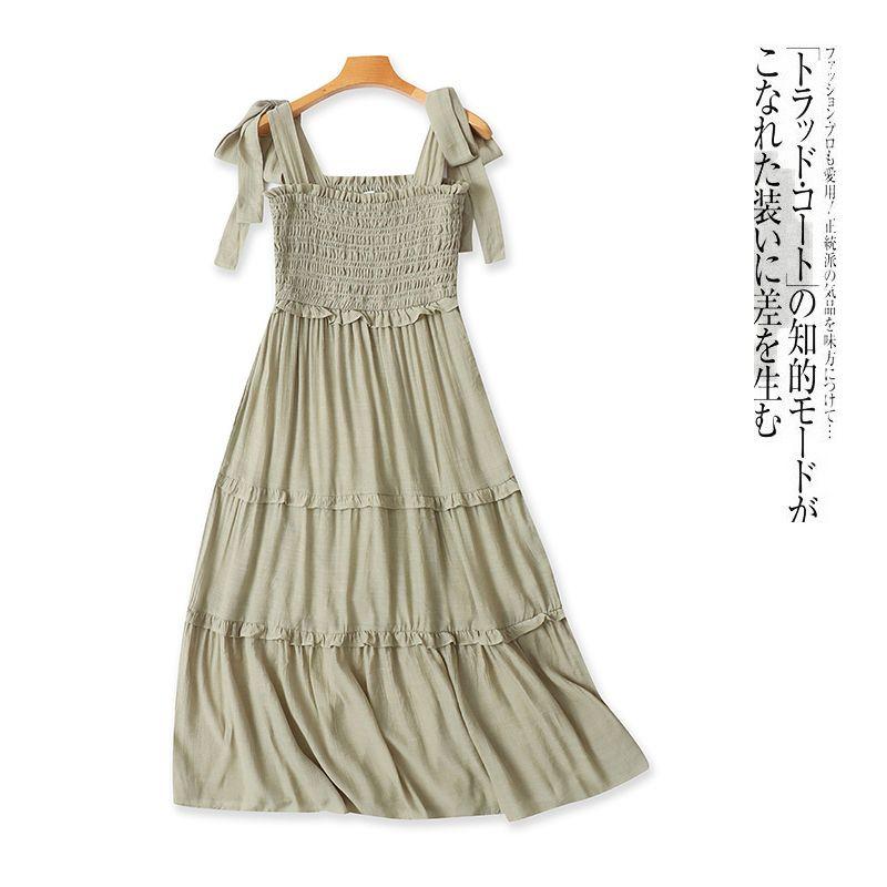 

Юбка на подтяжках Летняя Новая Внешняя Торговля Женская одежда Бант Подтяжки Пуловер Эластичная Плиссированная Лоскутная Юбка-Торт 31667 Light Army Green B- 9-16-1 S