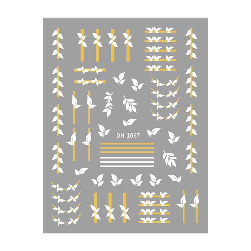Redanco3D Cartoon Nail Stickers: Leaves & Wheat Ears Decals (DH-1067) Gold