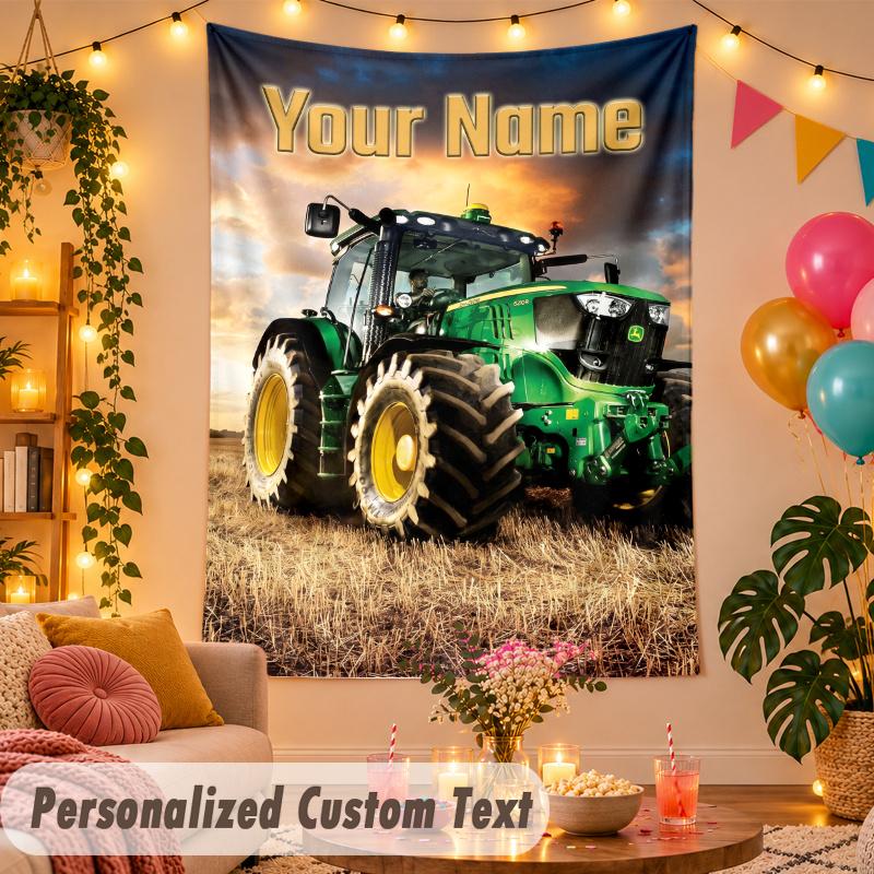 John Deere Personalisierte Wandteppich Benutzerdefinierter Name Text Polyester Hängende Dekoration Haus Zimmer