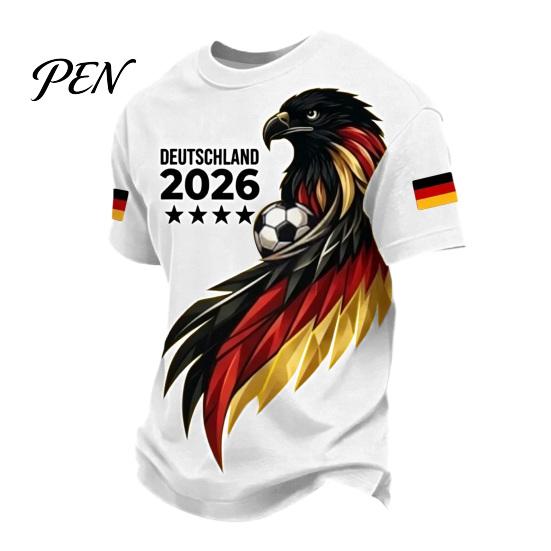 Breathable Sports T-shirt Men Soccer Fans T-shirt, German Team Football T-Shirt, 2026 World Sweat-wicking T-Shirt Tournament Cheer Tee, Stylish
