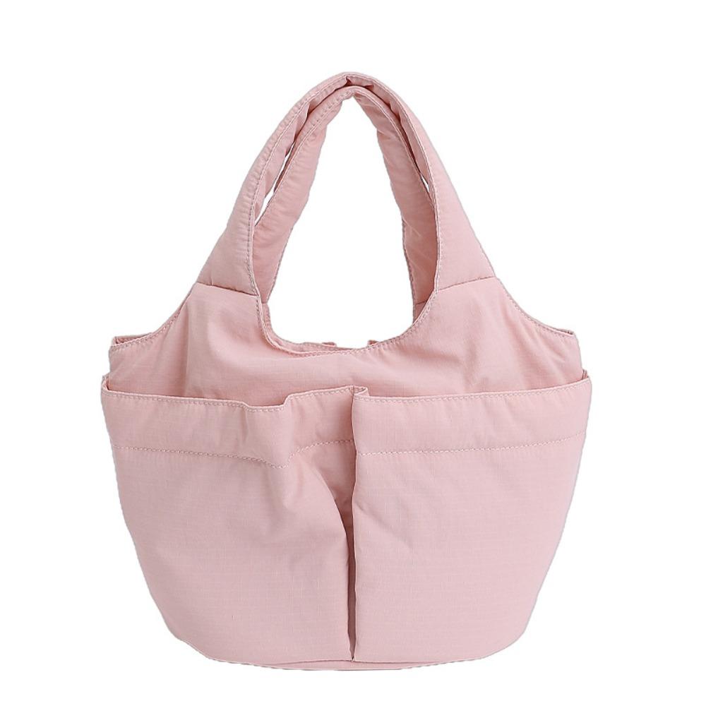 Multi-pouch Simple Commuting Tote Bag Large Capacity Solid Color Handbag Folded Bucket Bag  Unisex