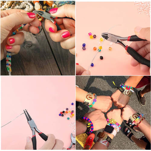 GOOMAND 8-Piece Craft Tool Set for Making Accessories, Includes Tweezers, Nippers, and Scissors (Flat Tweezers, Round Tweezers, Rings, and Awls)