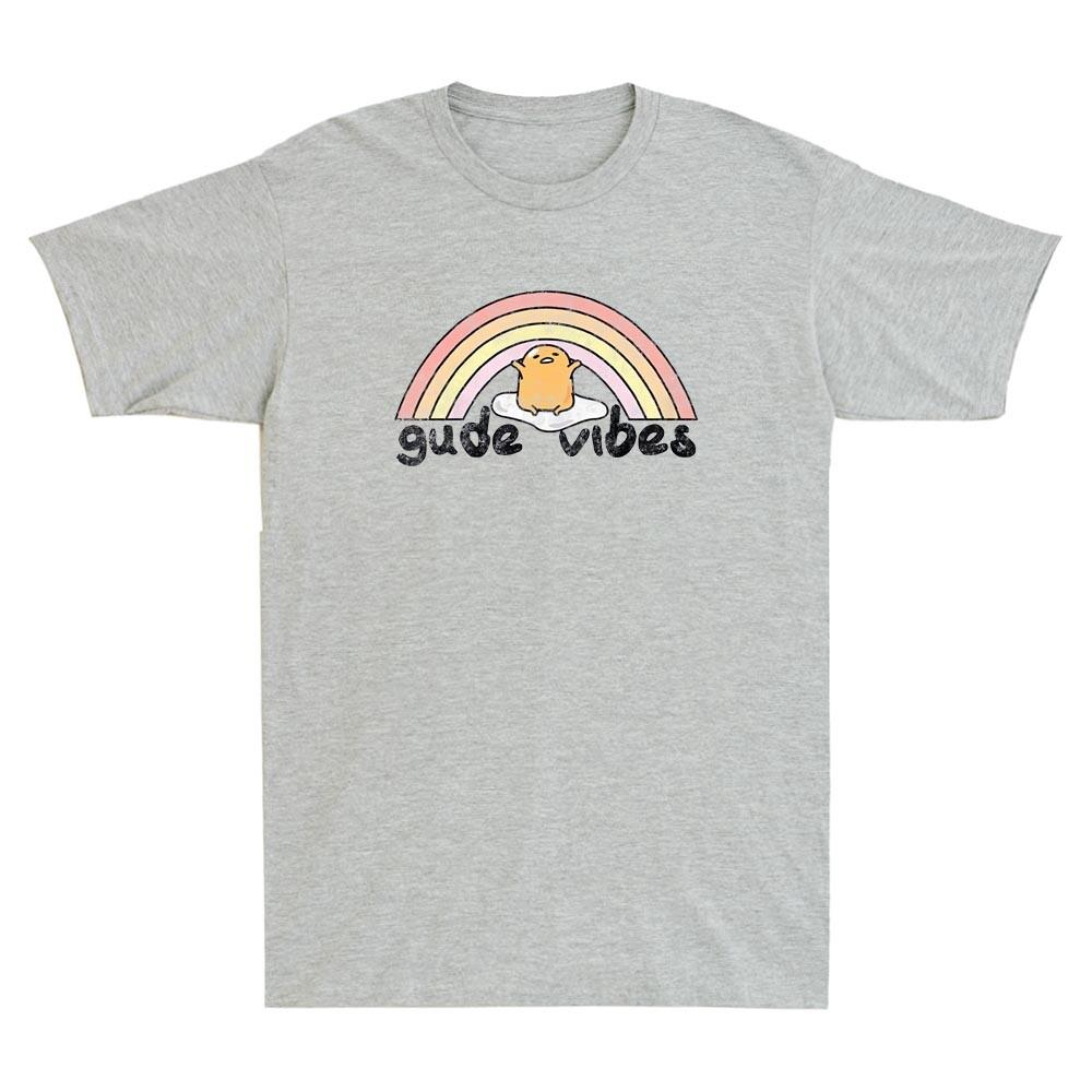 Gude Vibes Good Vibes Rainbow Funny Egg Cartoon Meme Gift Vintage Men s T-Shirt XL