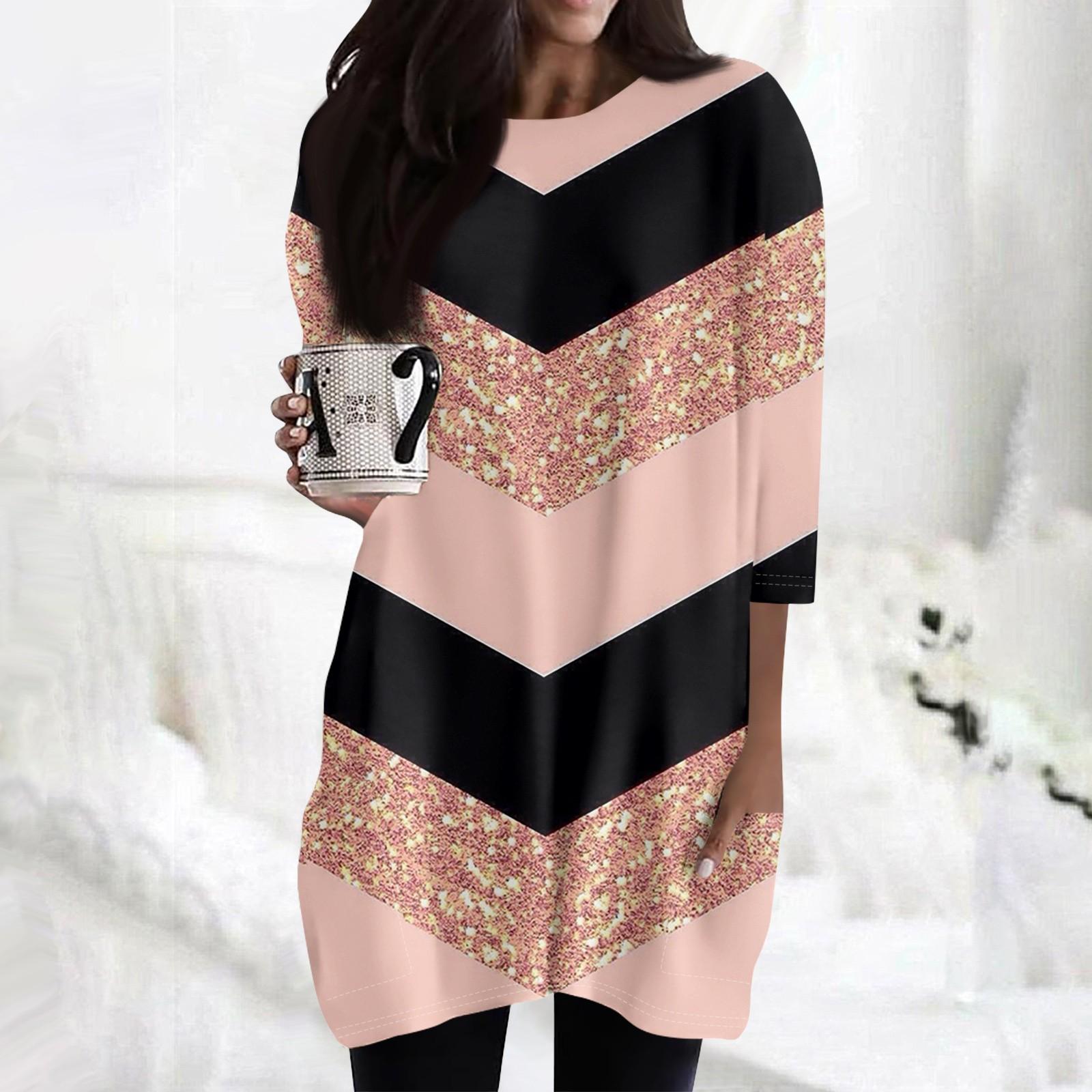 

Женские повседневные рубашки с рукавами 3/4, модные туники с принтом, топы с карманами M