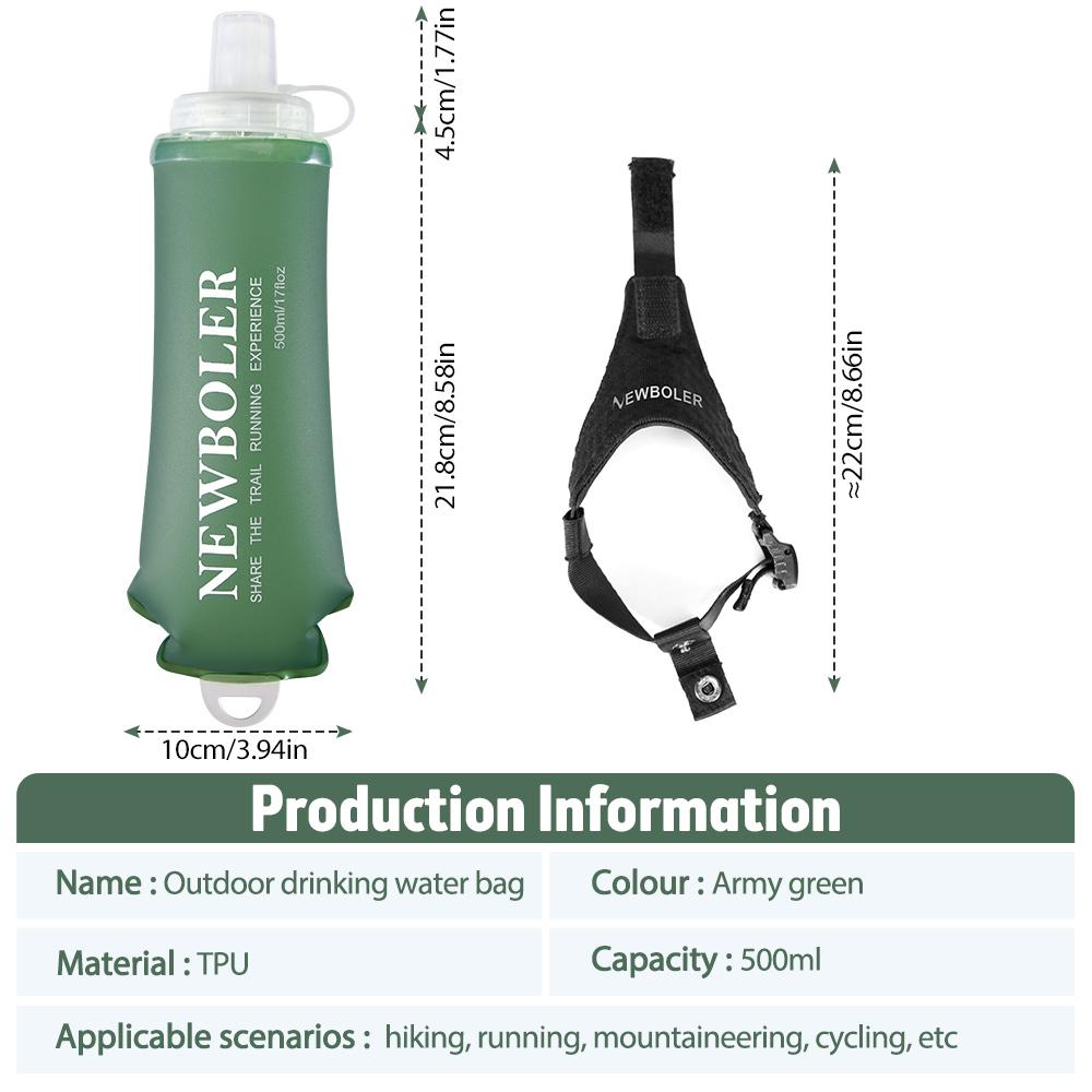 NEWBOLER Foldable Wristband Water Bottle 500ml Soft Bottle TPU Moisturizing Water Bottle Running Fixed Anti Slip Outdoor Sports 1