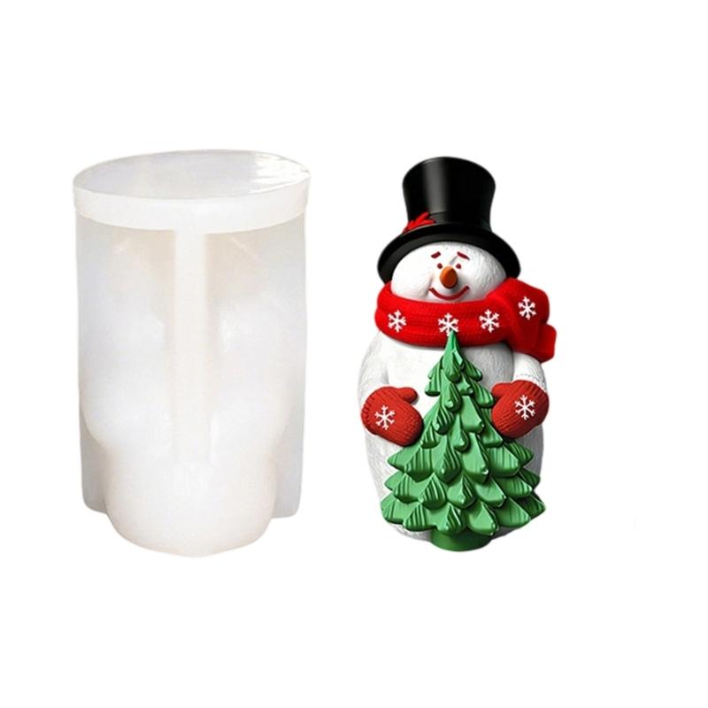 Reusable Food Grade Silicone Candle Mould for Snowman Shape Candle Soaps Chocolates Art