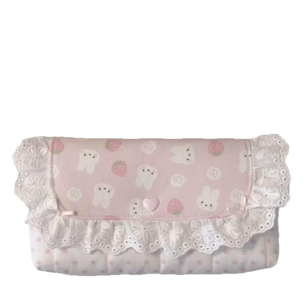 Korean Style Strawberry Miffy Flip-Top Pencil Case – Cute Cartoon Stationery Bag for Female Students