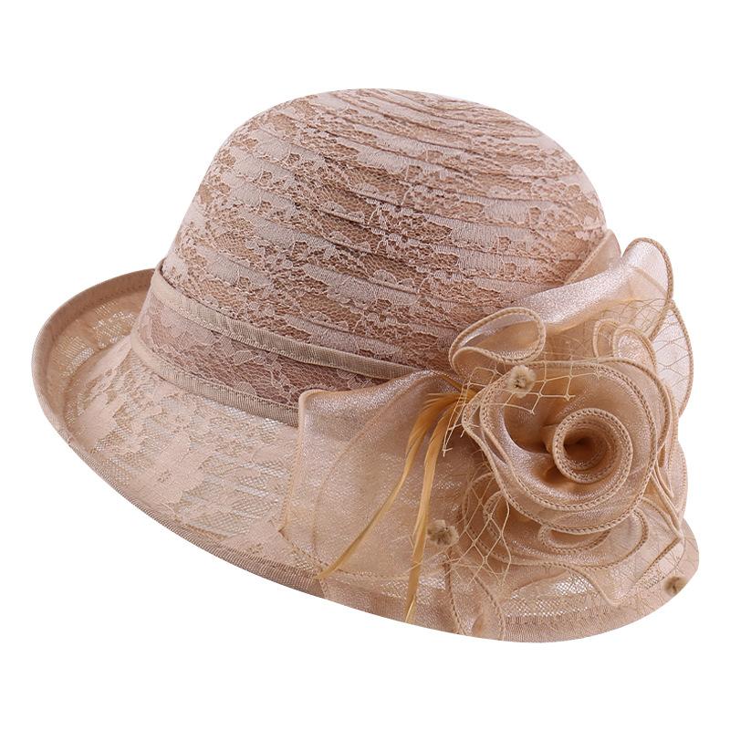 Summer lace breathable sun hat women's mesh flower pot hat sun hat fashion versatile crimped top hat