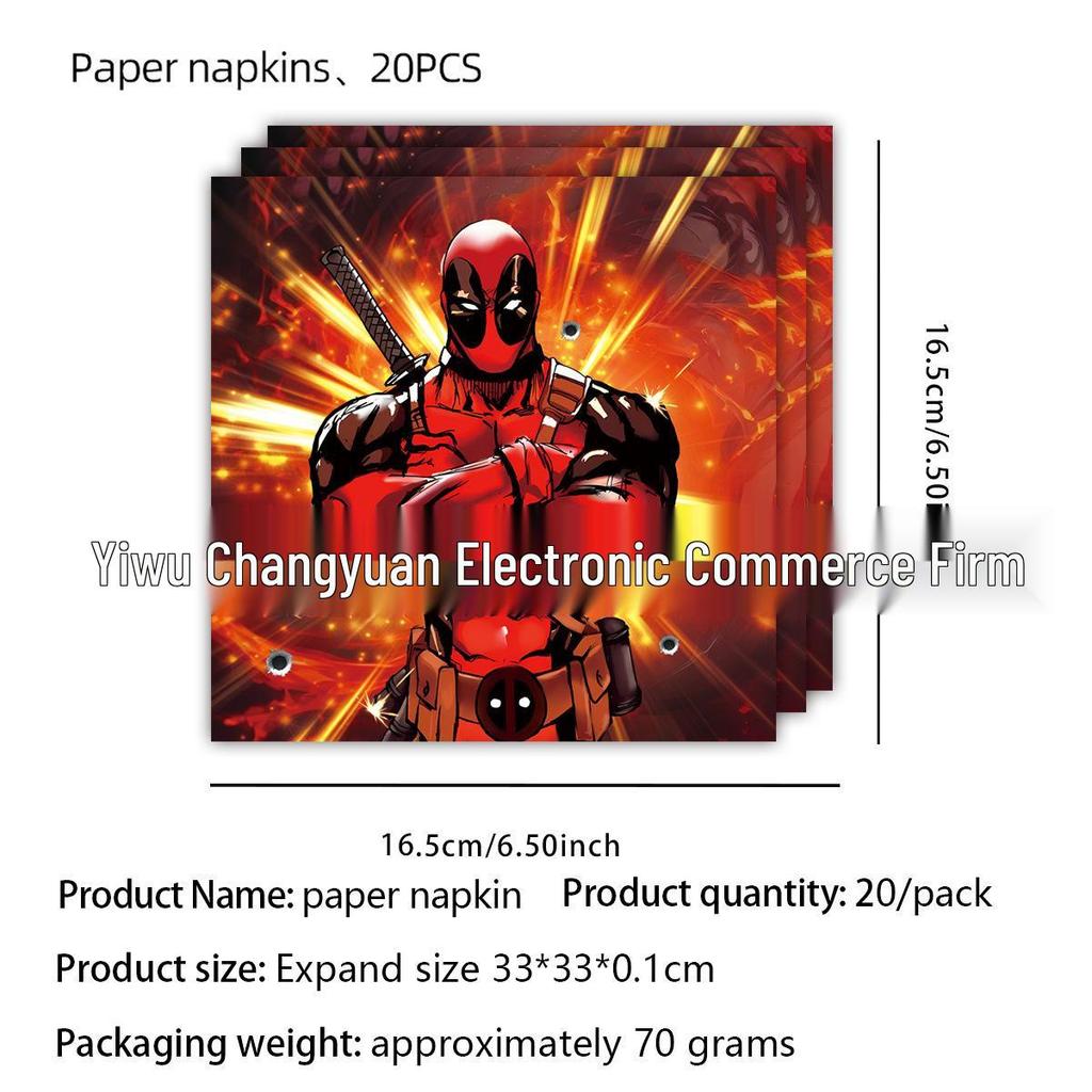 Deadpool & Wolverine Birthday Party Disposable Tableware Set - Tablecloth, Plates & Cups