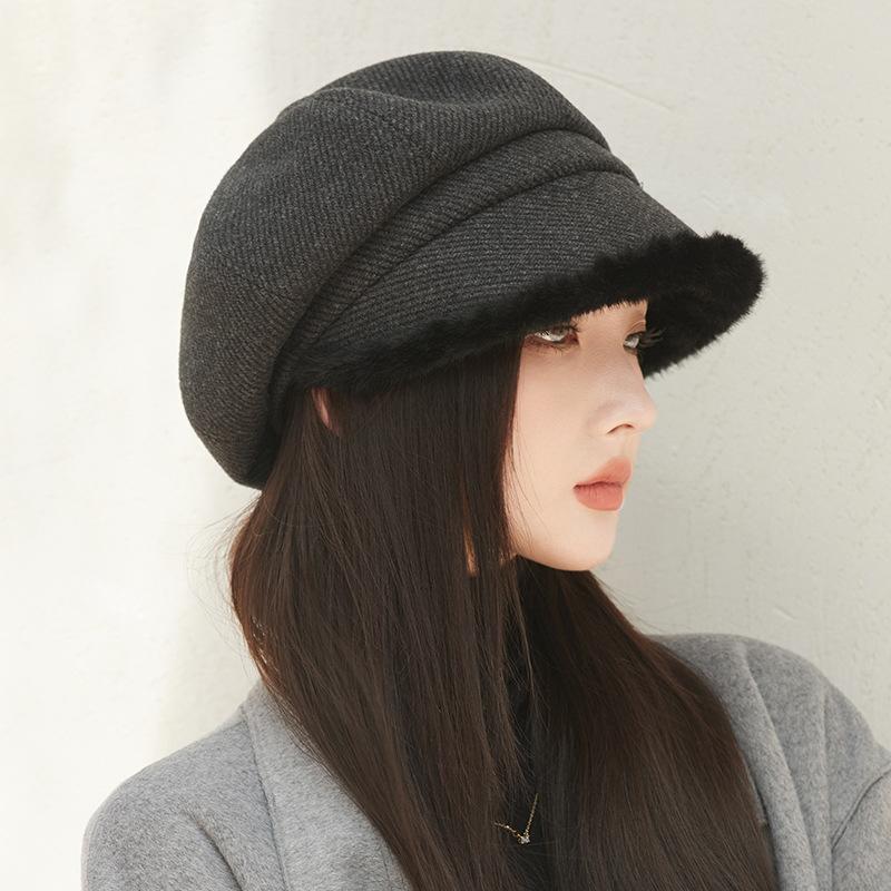 

Плюшевый Теплый Плюшевый Берет Женский Новый Осенне-Зимний Восьмиугольный Берет Утолщенная Модная Женская Шляпа Шляпа Ведро Adjustable [head circumference 55-58CM]