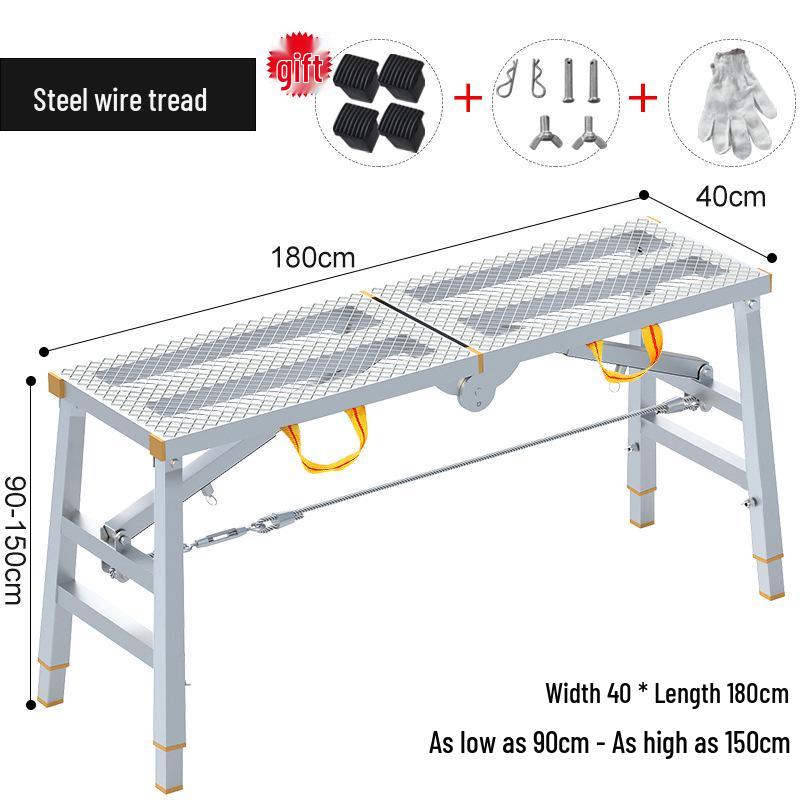 Folding Telescopic Thickened Stool with Leveling Function for Engineering or Scaffolding Use