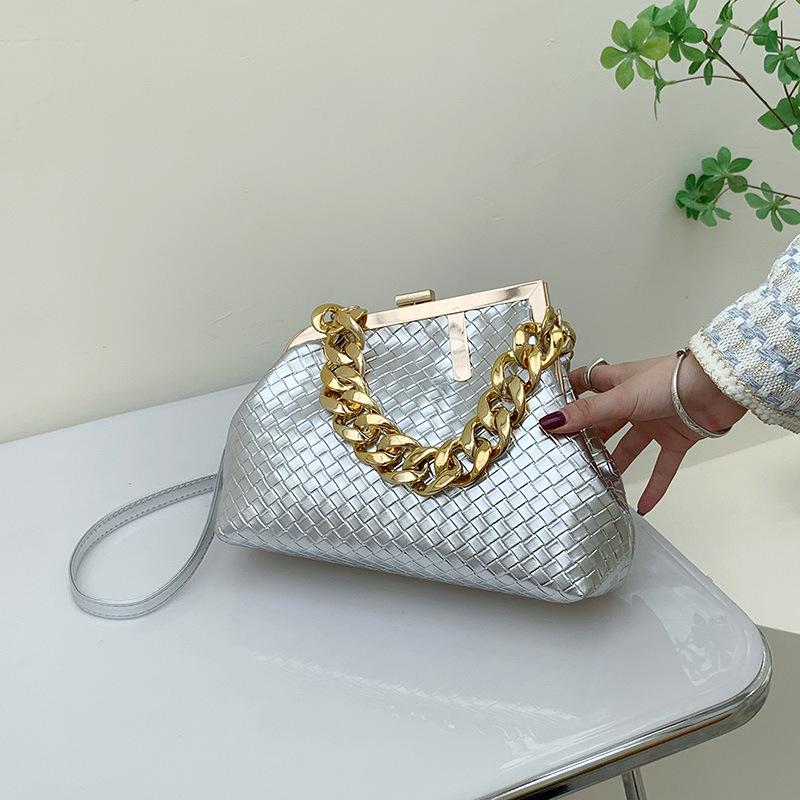 Solid Color Trend Weaving Crossbody Bags For Women Small Clutch Female Party Handbags And Purses Lady Shoulder Bag Simple