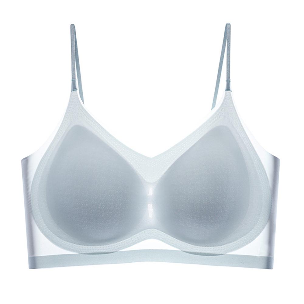 

Жіночі безшовні безшовні бюстгальтери, комфортна еластична нижня білизна Push Up, однотонна M світло-синій колір