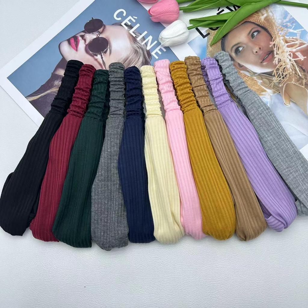 Strick-Stirnband im koreanischen Stil mit Überkreuz-Design für Damen - Elastischer Haarreif zum Gesichtwaschen, für Yoga und Sport.