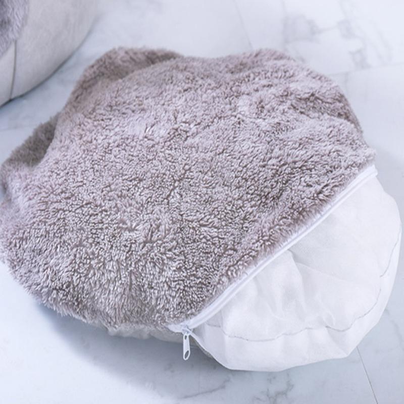 Foldable and Removable Cat Bed Self Warming for Indoor Cat Dog House with Mattress Puppy Cage Lounger Grey