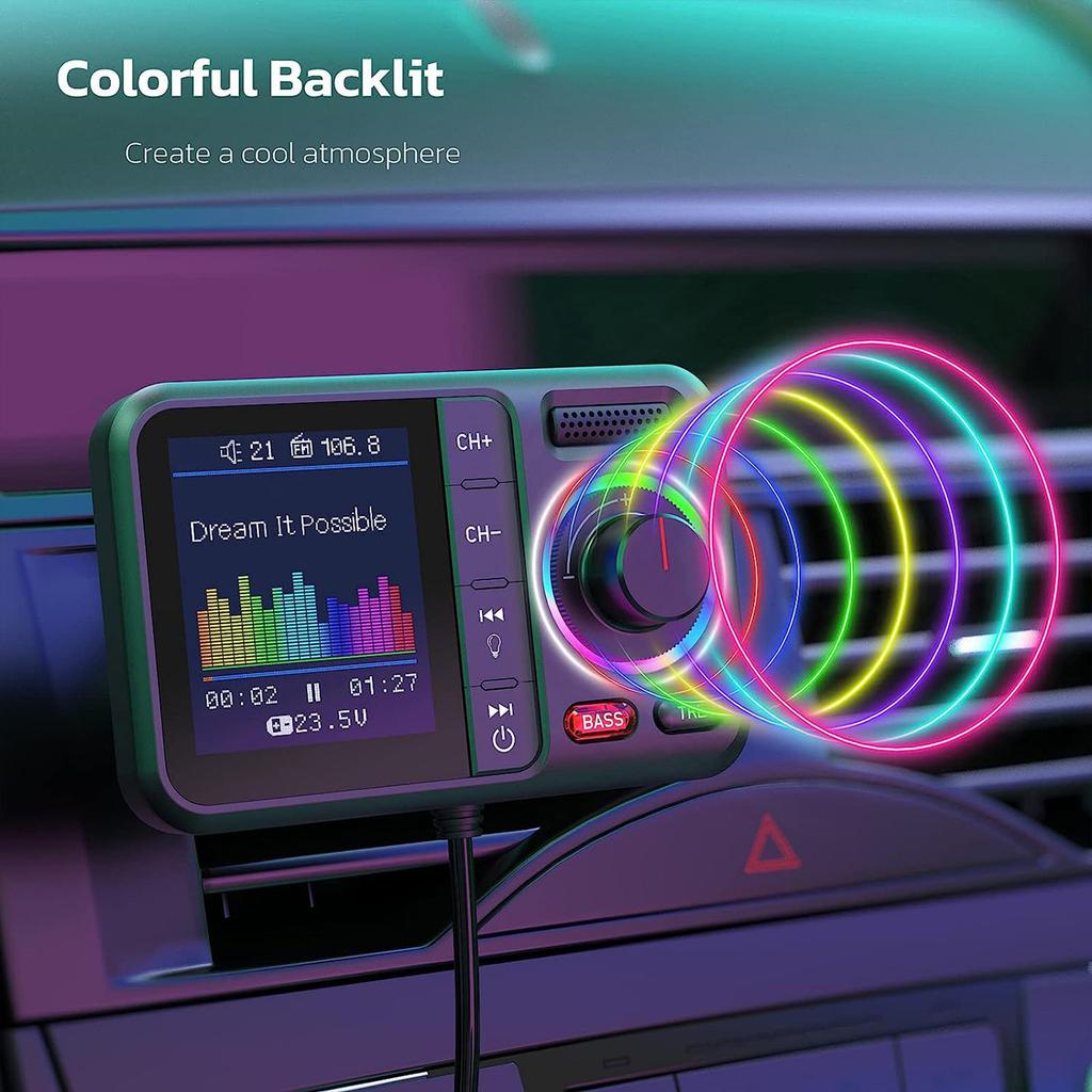 Handfree Call Car Wireless Adapter FM Transmitter with MP3 Playback and PD20W Fast Charge Support Intelligent Charging