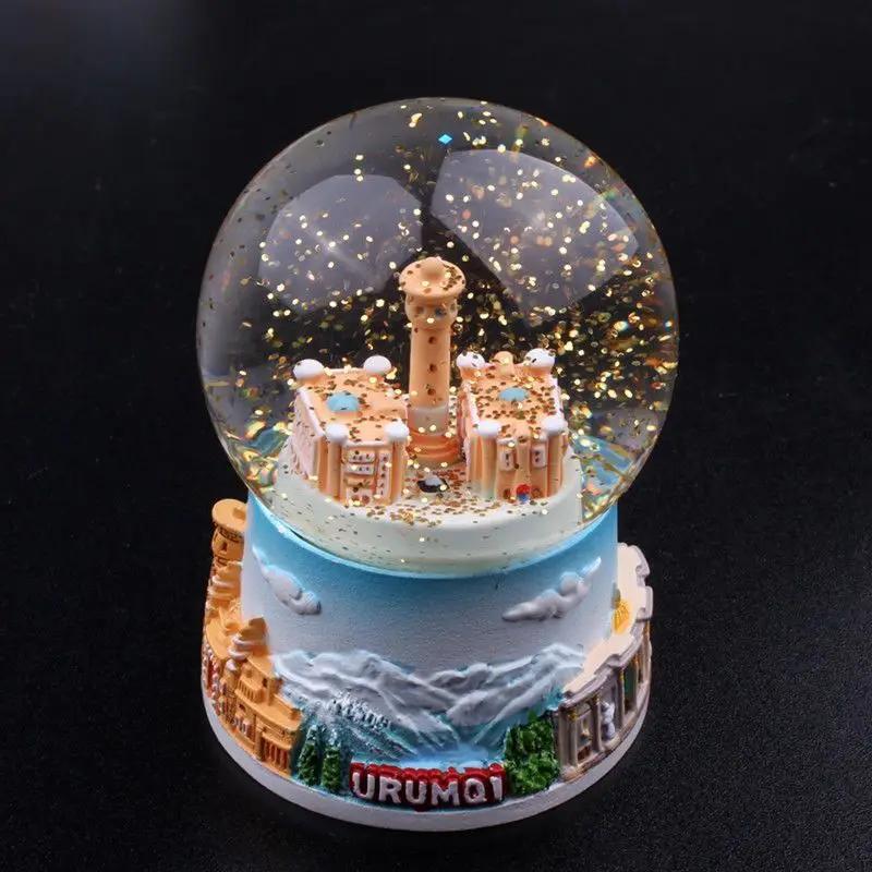 

Ethnic Style Dreamy Crystal Ball Figurine Regional Characteristic Architecture Tourism Souvenirs Home Decoration Miniature Items