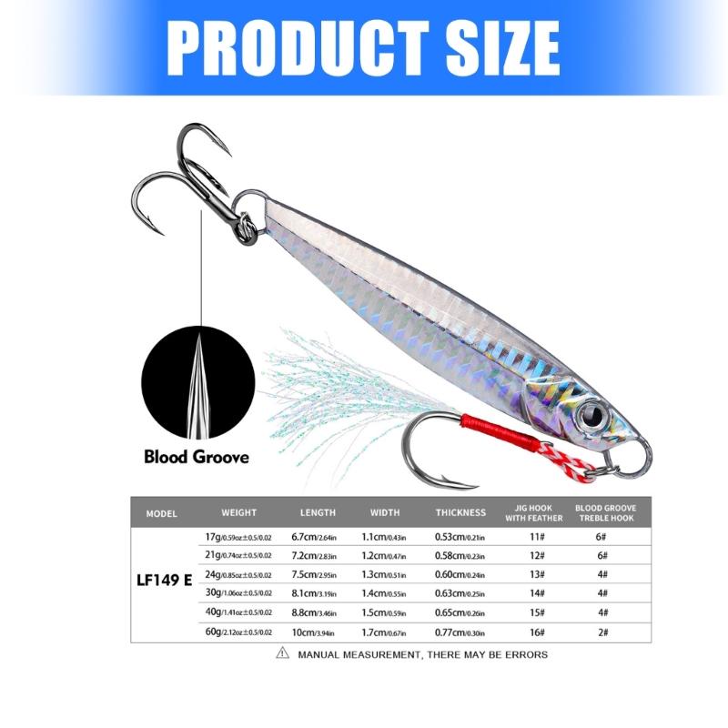 13g/30g/60g Jig Lure Saltwater Fishing Lures Fast Sinking Jigging Baits Fishing Lures Swimbait for Walleye