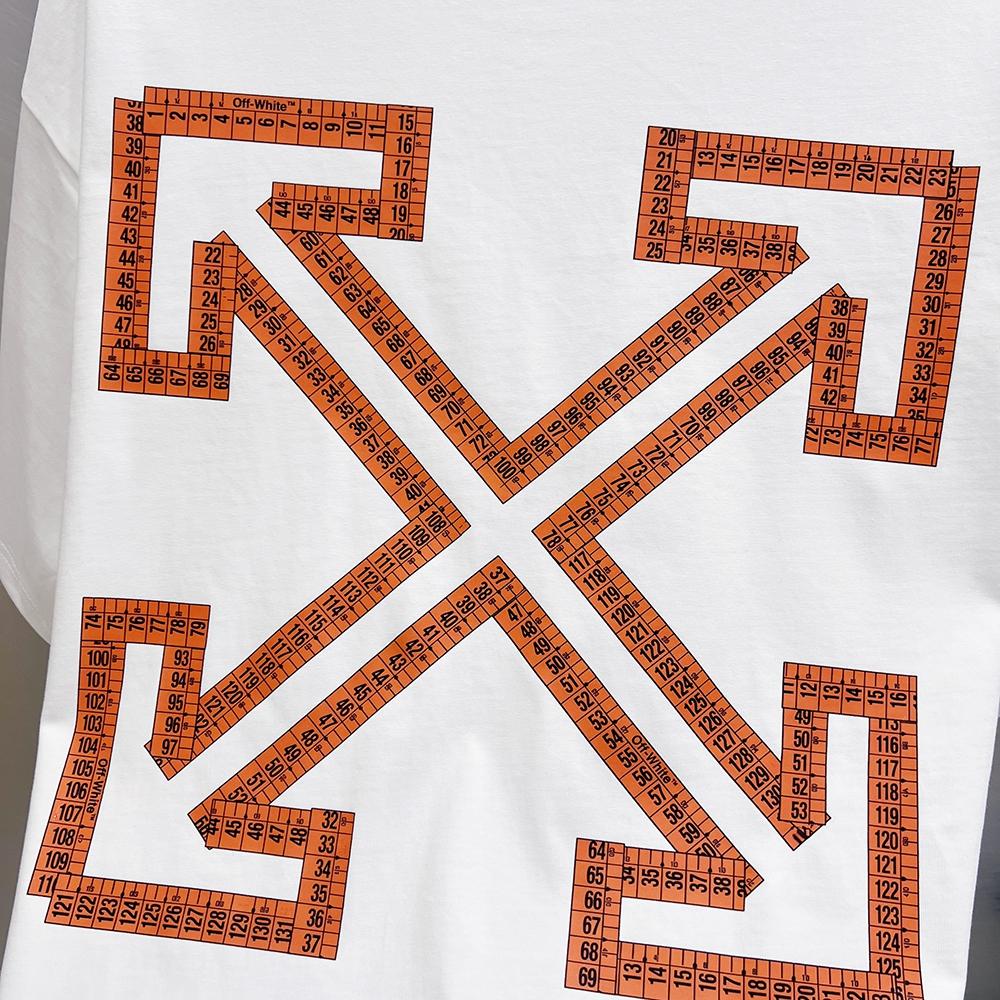 9296 Off-White Summer Men's and Women's Pure Cotton Print Oversized T-shirt Street Wear