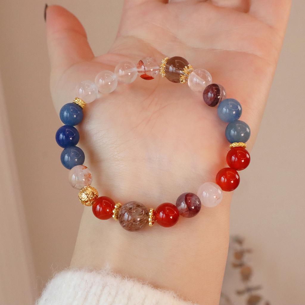 Natural Agate Yellow Crystal Crystal Bracelet, Hand Jewelry, Personalized Exquisite Bracelet, Qiankun Circle. Fashion Women Daily Jewelry Lucky Gift