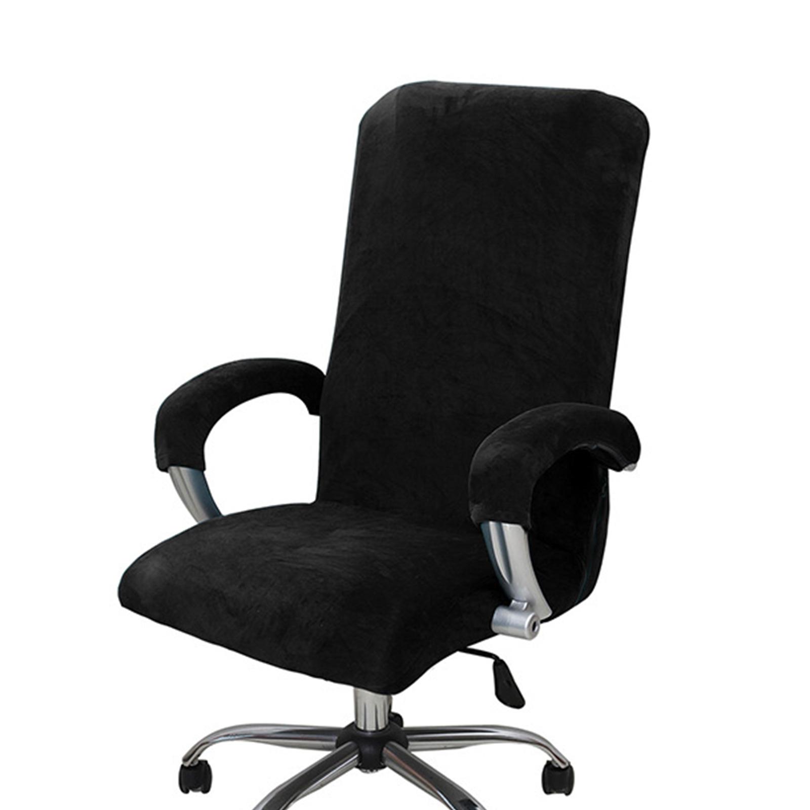 

Durable Silver Fox Plush Elastic Chair Covers Dust Resistant Polyester Fabric For Home Office Seats L чёрный