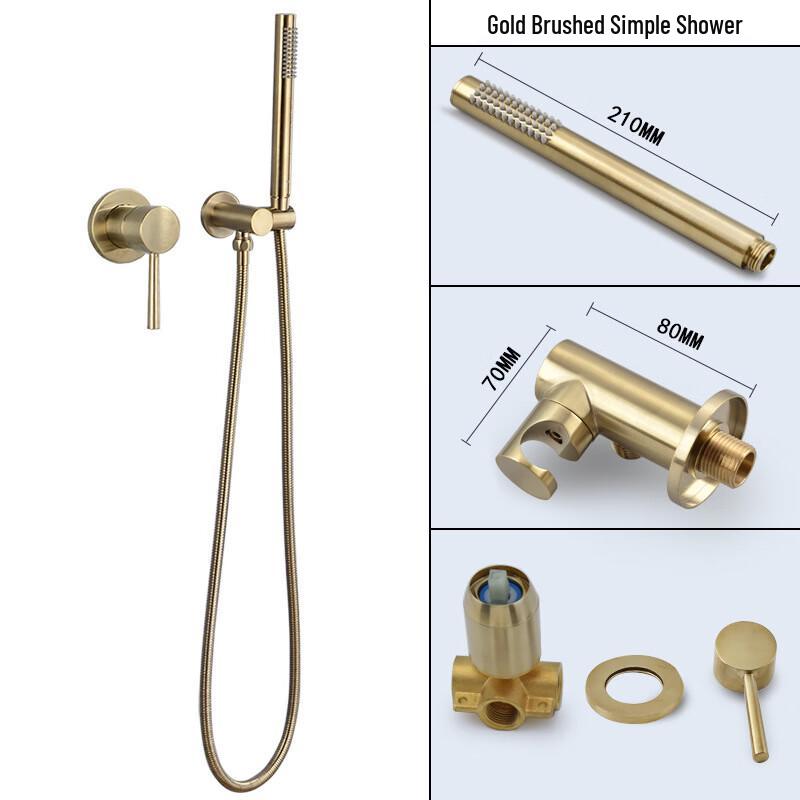 TLXT Brushed Gold Concealed Shower Faucet Set