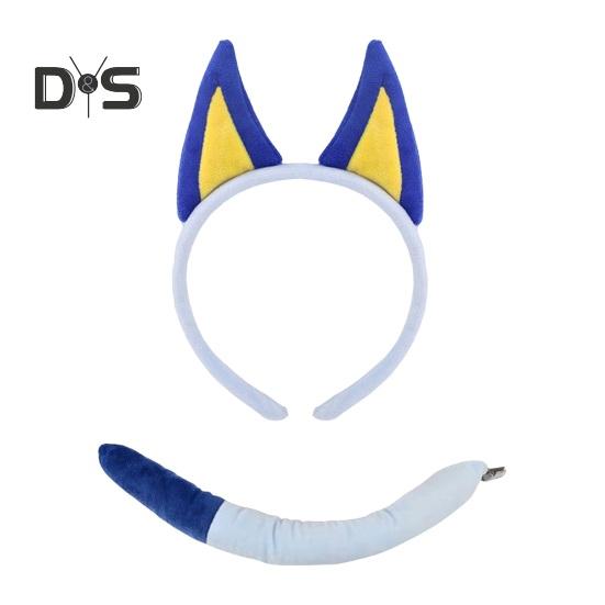 

1/2 шт./комплект реквизит для костюма собаки, украшения для ушей животных, обруч для волос, хвост, аксессуары для костюмированной вечеринки на день рождения синий