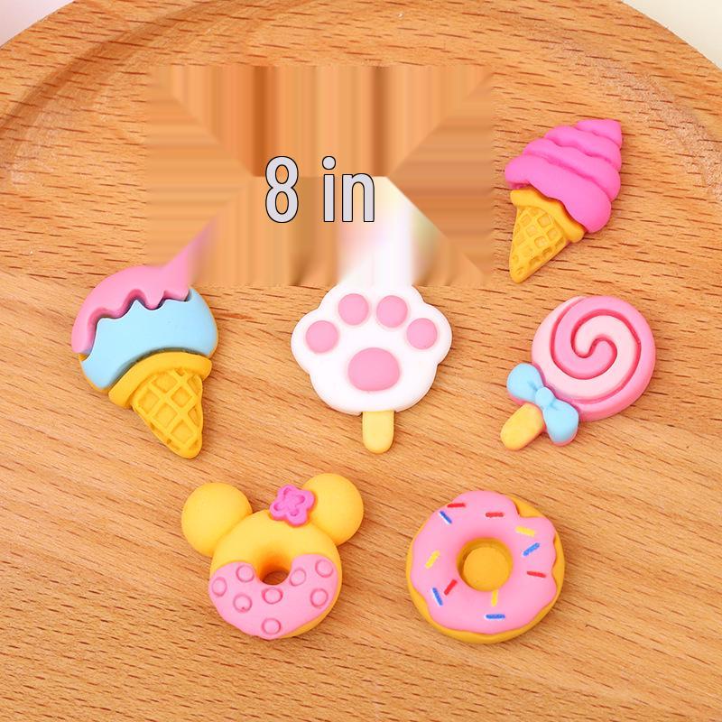Simulation Ice Cream Cake, Sweet Donut DIY Resin Ornament, Hair Accessories, Phone Case Sticker