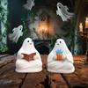 2pcs/reading Ghost Resin Statue Outdoor Gardening Decoration Home Decoration Statue Halloween Festival Gift Atmosphere Ornaments