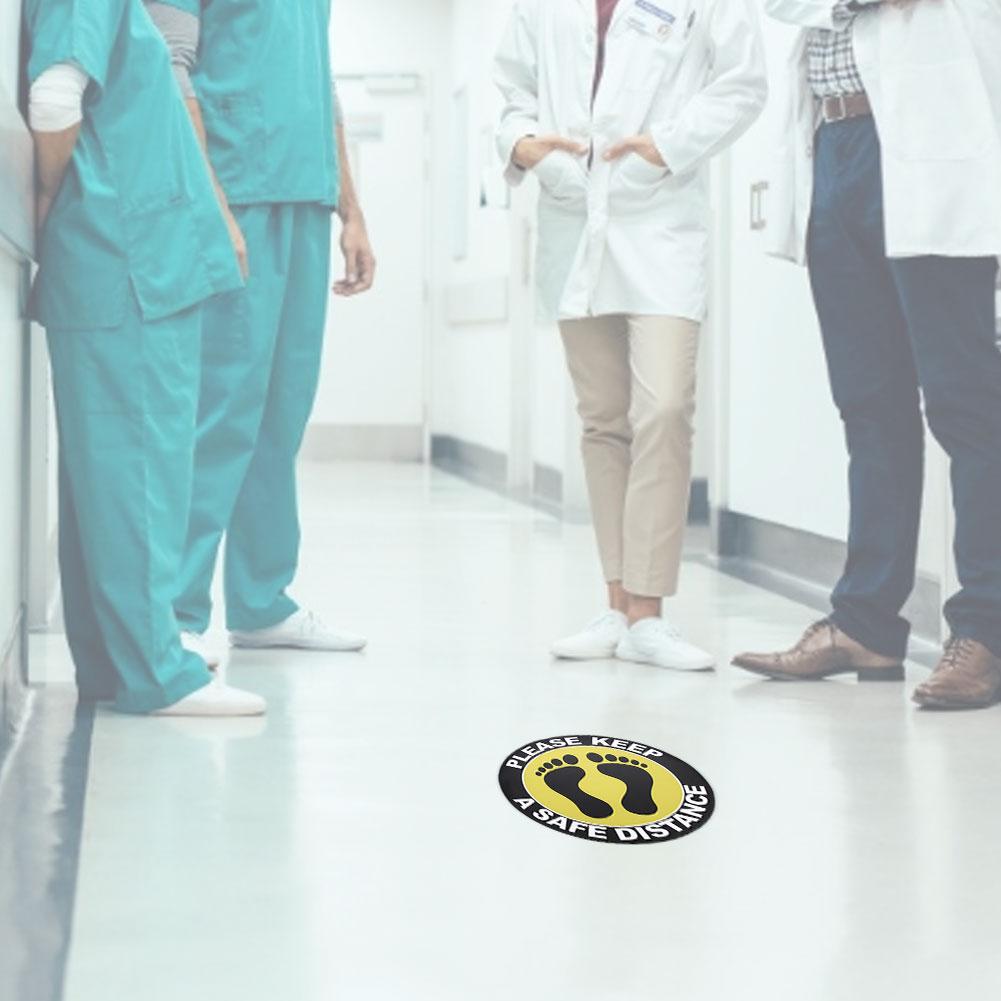 5pcs   Bag Distance Warning Floor Sticker Decal Safety Distance Sign for Store HospitalXG008