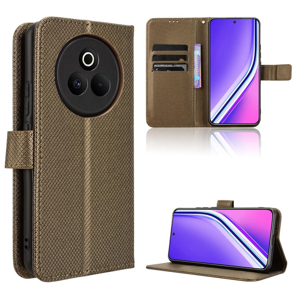 For Realme P3 Pro 5G Leather Wallet Case with Strap Diamond Texture Phone Cover