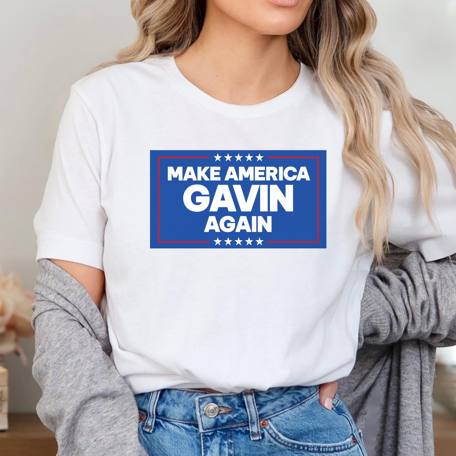 Make America Gavin Again T-Shirt: Anti Trump, Newsom 2028 2XL