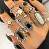 39pcs Bohemian Vintage Style Ring Set - Mixed With Simulated Diamond & Crystal, Suitable For Daily Fashion And Festival Nights (No Box)