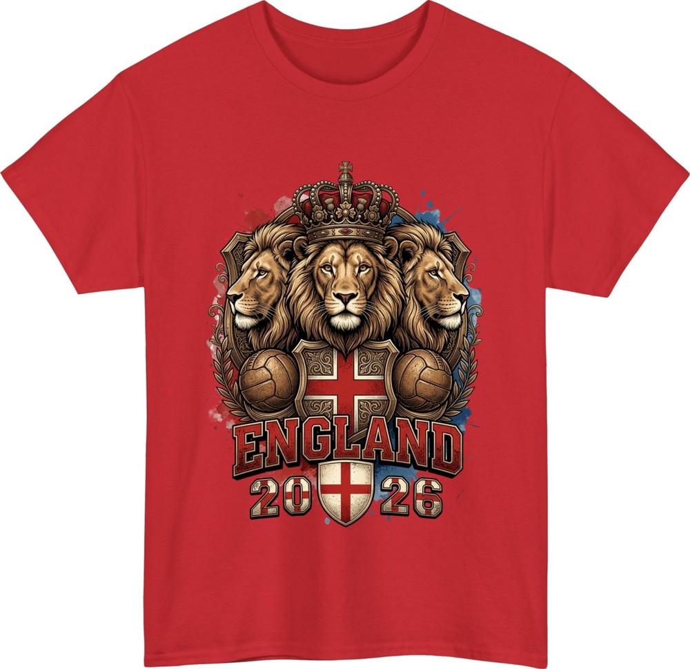 England 2026 three lions tshirt crowned lion football tournament fan gift top S