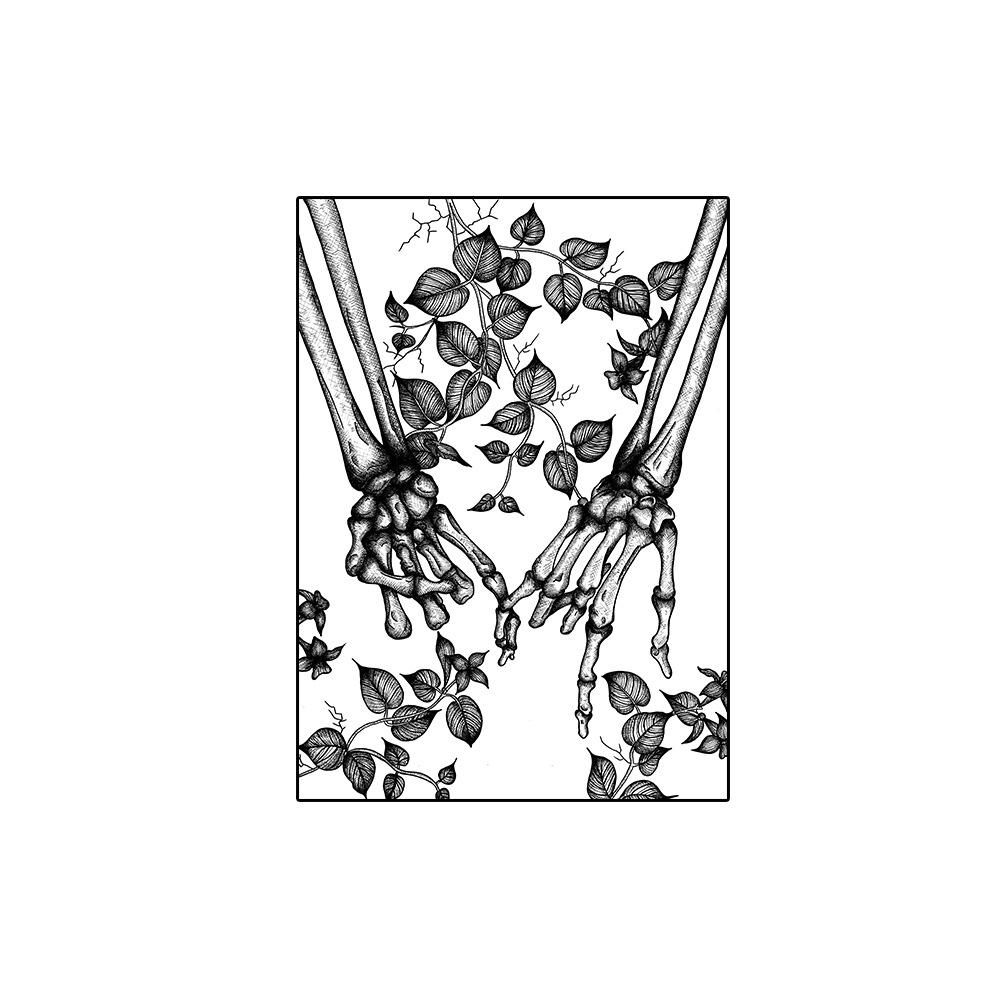 

Красивый линейный набросок скелета рука об руку рисунок холст картина гостиная спальня микрораспыление холст картина безрамное ядро 20x30cm no frame