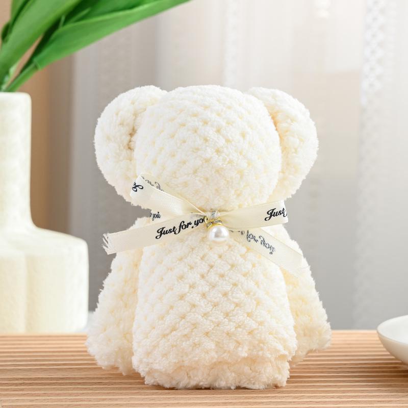 Coral Fleece Pineapple Grid Little Bear Towel - 30*30, Party Favor Gift