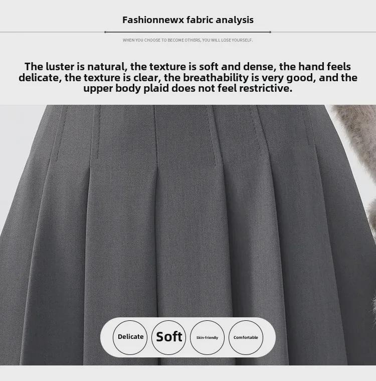 Women's Pleated Mid-Length Skirts - High Waist, Slimming, Elegant for Spring and Summer