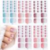 22Pcs/Sheet Toe Nail Sticker Wraps Baking Free Simple Solid Color Glitter Full Cover Toenail Polish Strips Waterproof