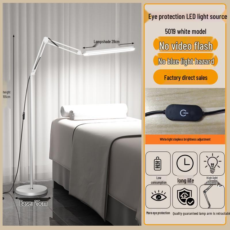 Beauty Salon Floor Lamp for Nails, Eyelash & Eyebrow Embroidery, Acne Removal, and Shadowless Cold Light Work