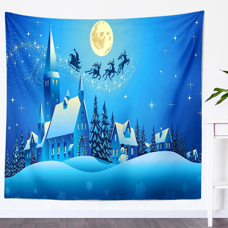 Home Decoration New Year's Eve Party Christmas Print Tapestry Background Suitable for Wall Decor Backdrop Fabric Tapiz Navideño